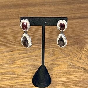 Elegant raw gem and crystal earrings in sterling